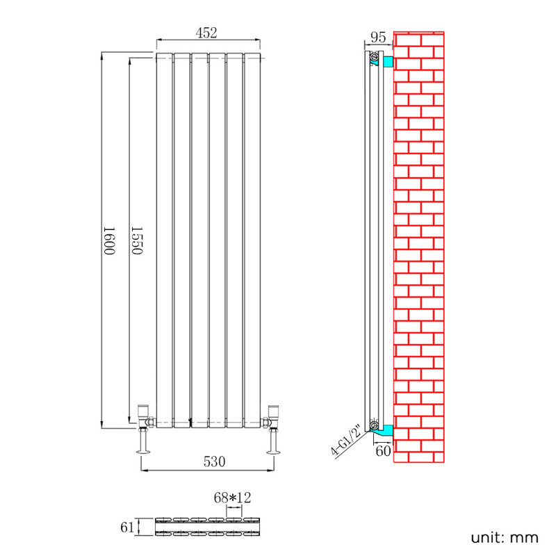 Bineau Vertical Designer Radiator, White