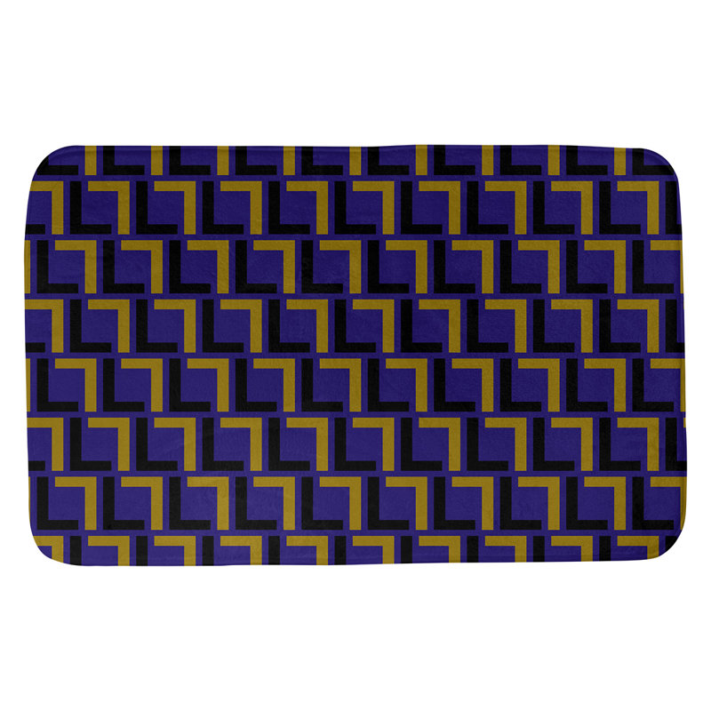 Tapis pour salle de bain Baltimore, l 17 po x L 24 po, Mauve / noir / or métallique