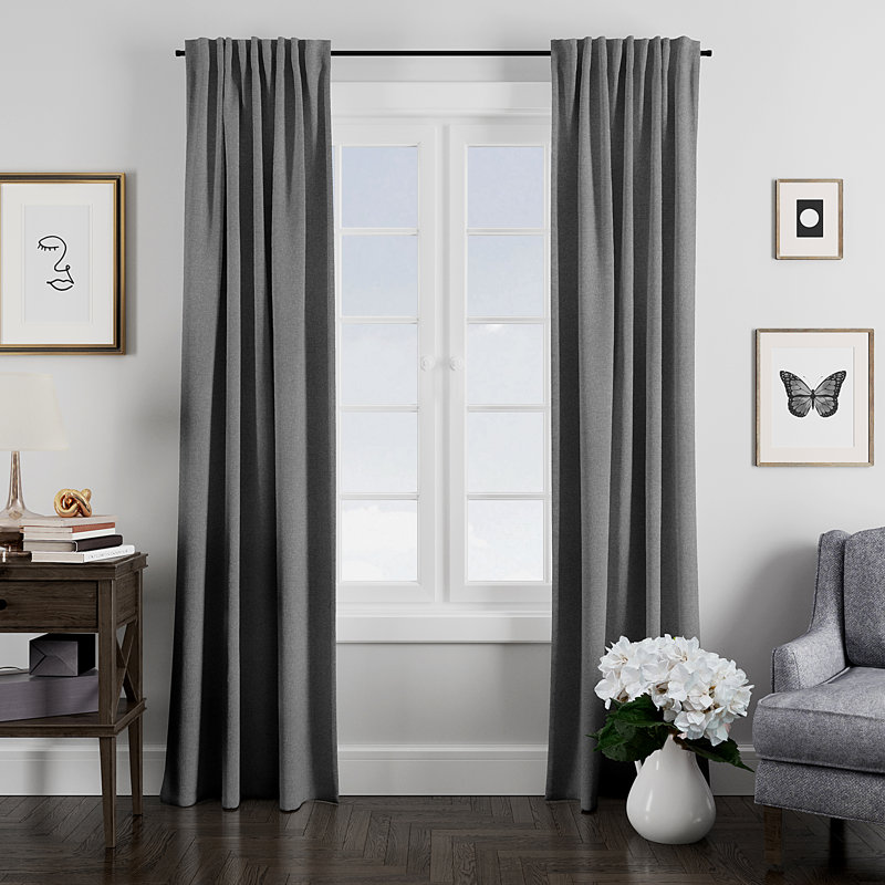 Panneau de rideau Aldon 96 po de long - chacun, gris, L 50 po x L 96 po
