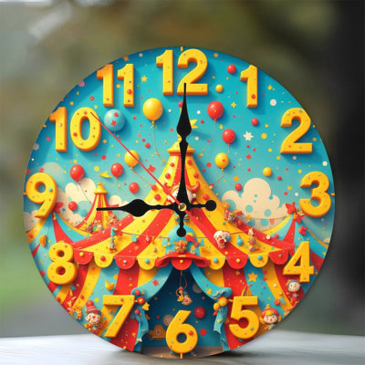 Circus Clock Numbers Balloons Festive Design