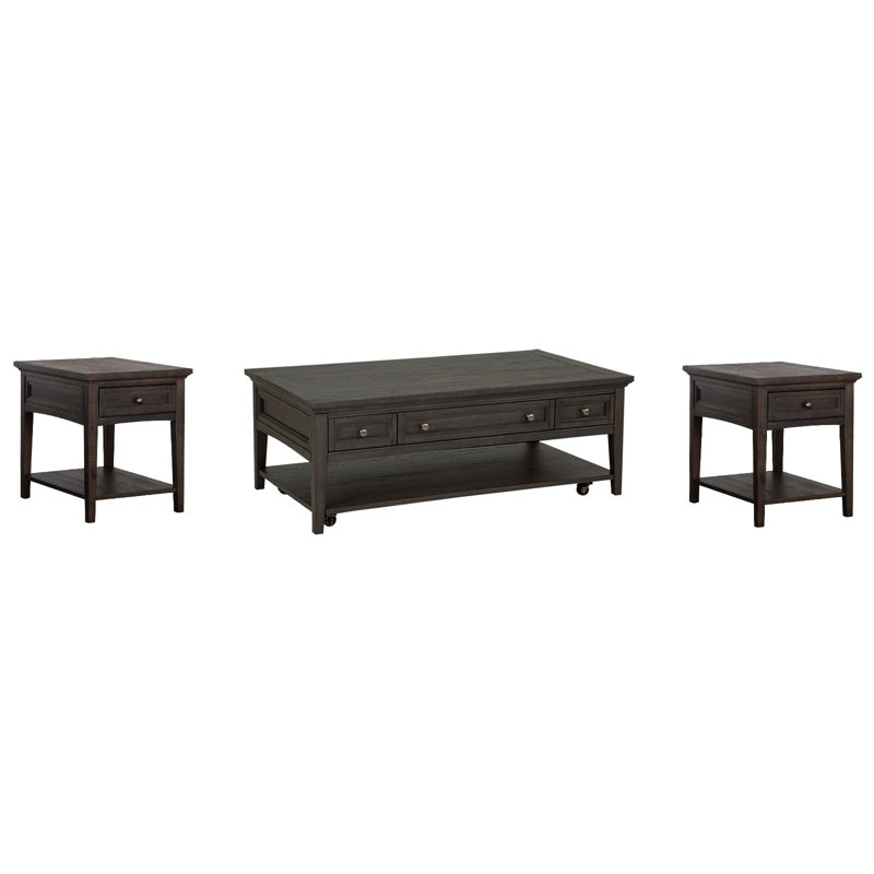 Rectangular Cocktail Table With 2 End Table, 3 Pieces: Coffee Table, 2 End Tables, Black