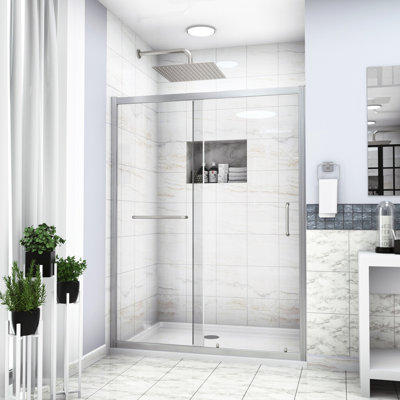 Shower Enclosure 48" W X 72" H, Brushed Nickel - Streamlined Bathroom Addition 48"x72" Double Glass, Extra Decoration