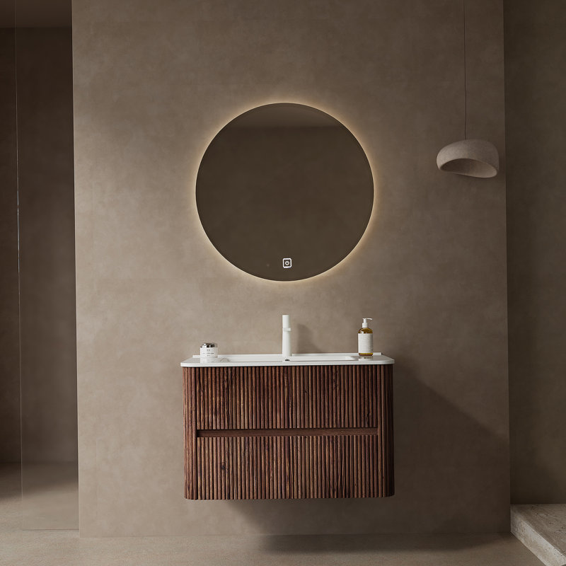 Meuble-lavabo rétro en noyer avec lavabo, 29.92