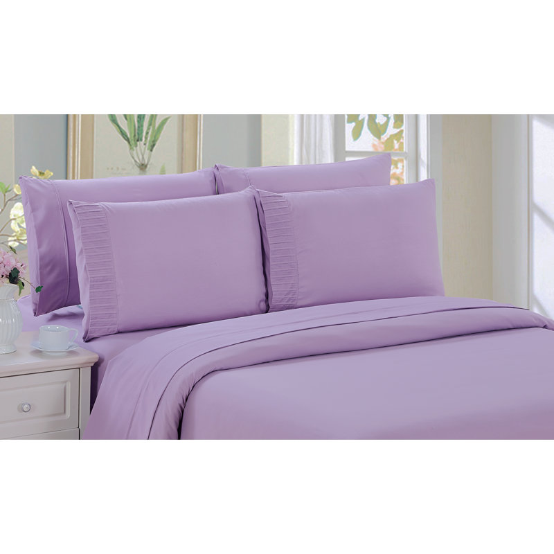 Ensemble de housse de couette avec 2 taies d'oreiller en rayonne de bambou toutes saisons de Marina, Mauve