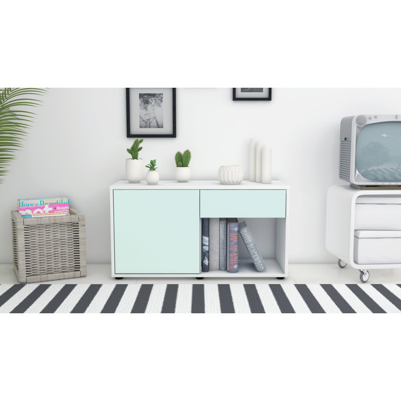 Keyon 92cm W 1 - Drawer Chest of Drawers, Light Blue / Matte White