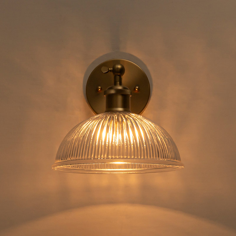 Applique murale 1 lumière en verre nervuré