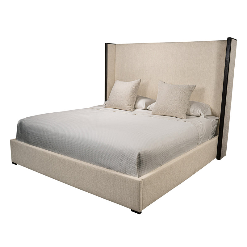 Elyse Wingback Bed, Flax, Queen