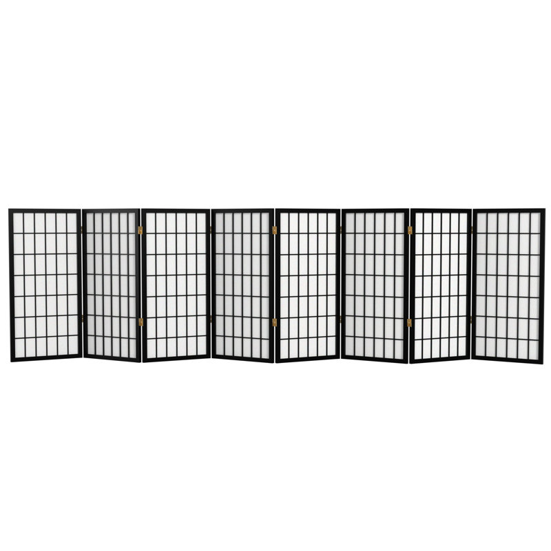 Alex Folding Room Divider, Black, 8 Panels