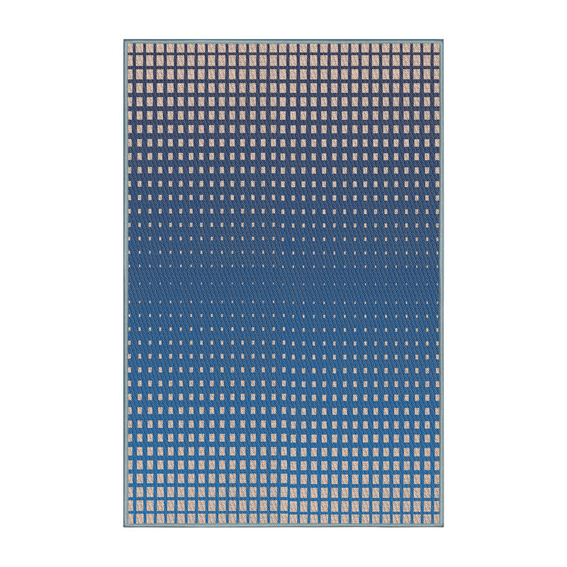 Tapis bleu/crème à motifs, Rectangle 2 pi x 4 pi
