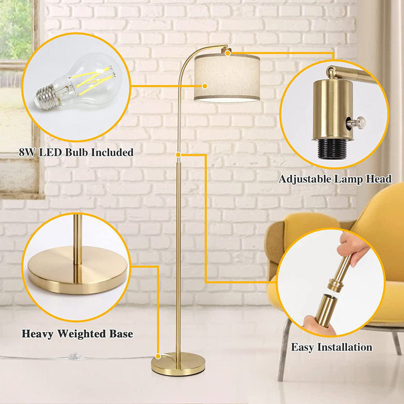66'' Gold Arched Floor Lamp