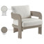 Fauteuil de patio extérieur en oléfine crème et osier Audiel-129907360