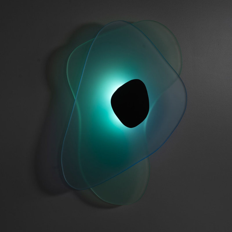 Aurora Aluminum LED Flush Mounted Sconce, Green/Blue