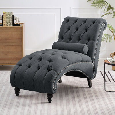 Chaise longue en velours capitonnée avec coussin éponge haute densité