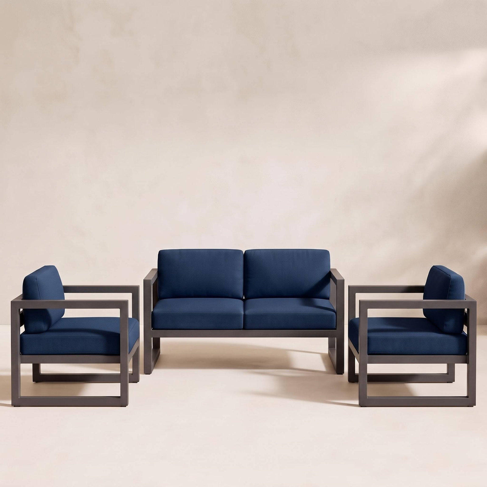 Smith 58" Sunbrella® Patio Sectional Set, Spectrum Indigo, Slate