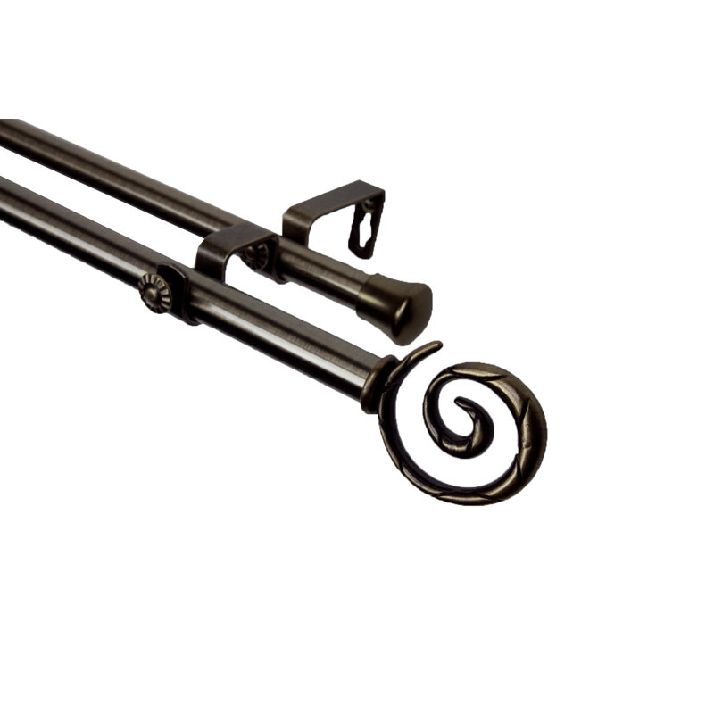 Tringle à rideaux double Mcewen, l 120 po à 170 po, Laiton antique