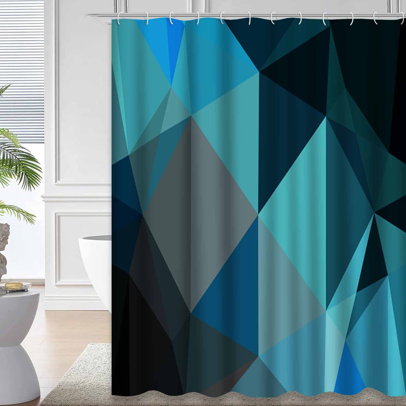 Rideau de douche bleu clair avec 12 crochets, L 72 po x l 78 po