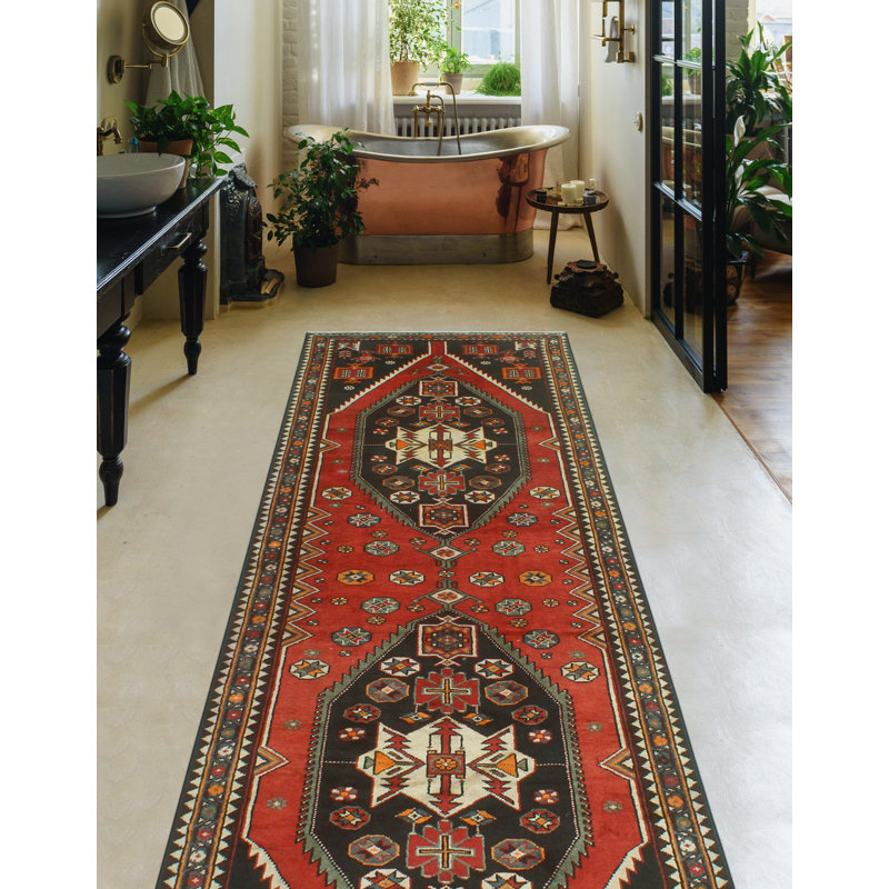 Tapis noir / brun / rouge unique 3 pi 9 po x 10 pi 6 po Adyant Adyant