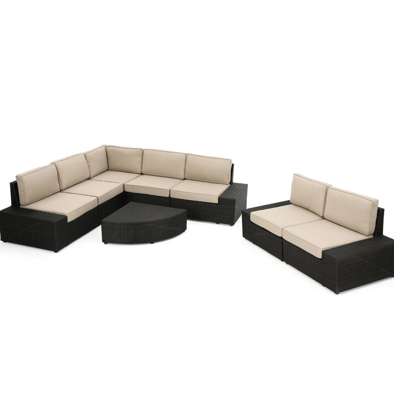Brun foncé extérieur - 8 modulaires avec - coussins de jardin imperméables
