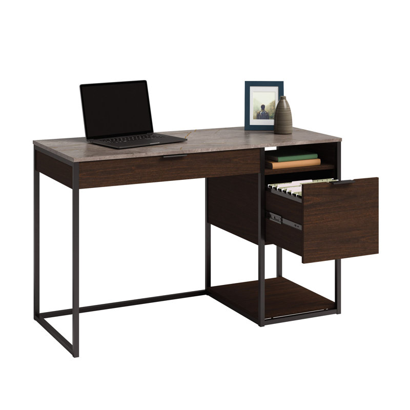 Sindoori Mango Wood Desk with Drawer and Filing Cabinet