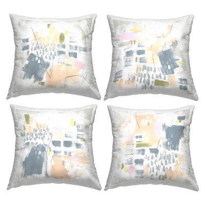 Soft Chaotic Collage Printed Outdoor Throw Pillow Design by Lil' Rue (Set of 4)