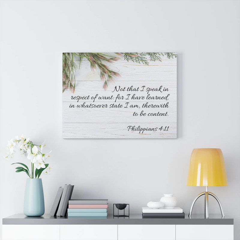 «I Speak In Respect Philippians», art mural chrétien 4: 11, H 12 po x l 16 po x P 1,25 po
