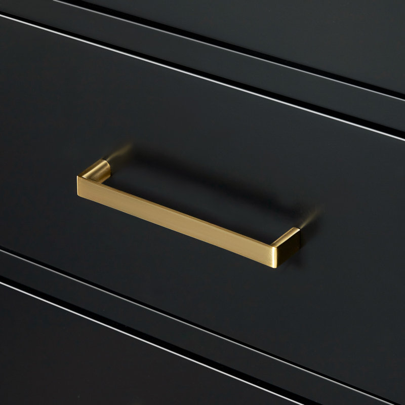 Hepburn 66'' Double Bathroom Vanity Base Only, Satin Brass, Black