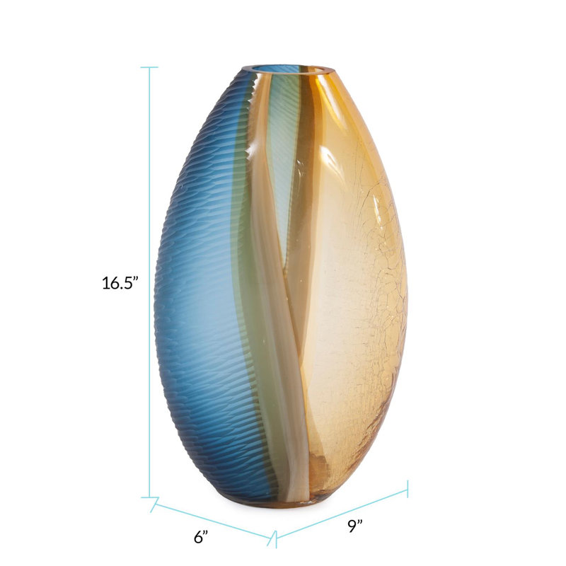 Carthage Handmade Glass Table Vase, 16" H x 9" W x 6" D