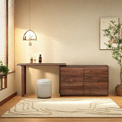 Commode en bois massif noir noyer