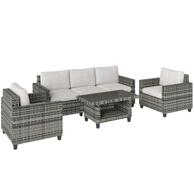 Wicker 5 - Person Garden Lounge Set with Cushions