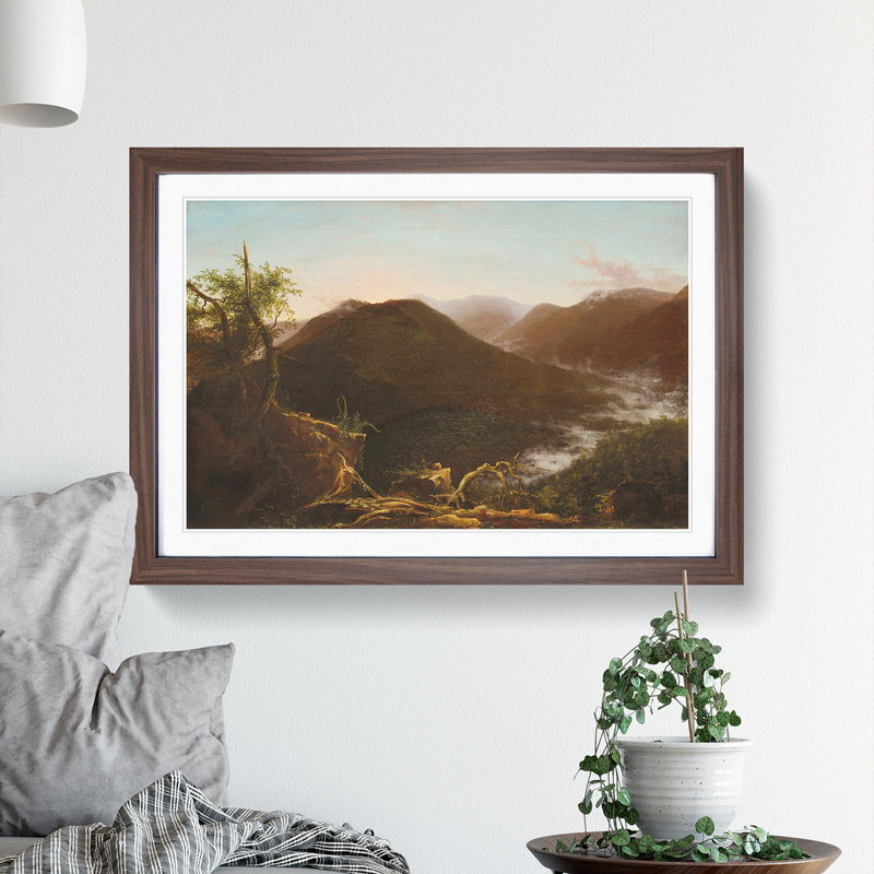 Sunrise in the Catskills by Thomas Cole - Picture Frame Painting, Walnut Framed, 36cm H x 48cm W x 2cm D