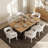 Modern 71" Rectangular Dining Set With 6 Chenille Upholstered Curved Arm Dining Chairs-647984380