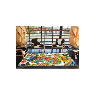 Multi Color Floral Modern Decorative Machine Washable Area Rug