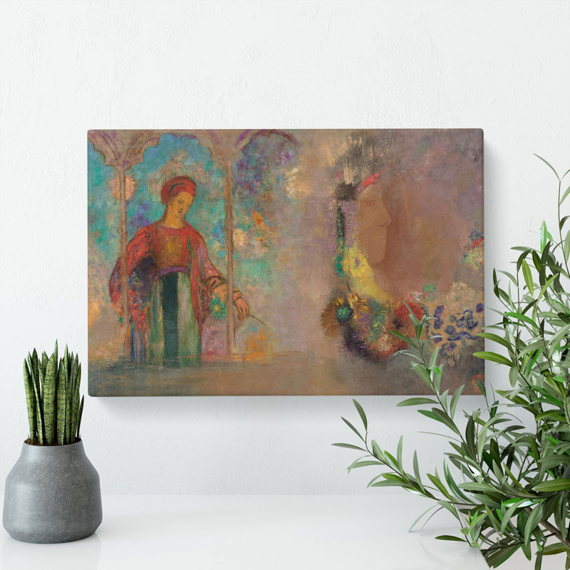 Woman In A Gothic Arcade by Odilon Redon - Wrapped Canvas Painting, 50cm H x 76cm W x 3cm D