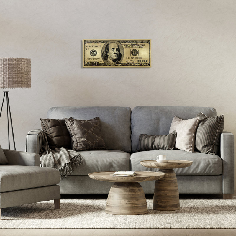 Art mural sur toile "Cent dollars" par Madeline Blake, H 10 po x l 24 po