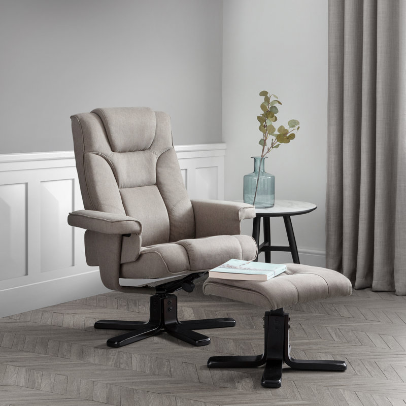 Guillot Swivel Recliner with Footstool, Grey