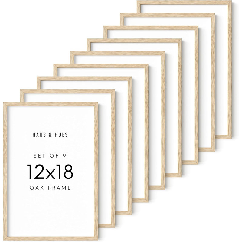 Cadre photo en bois massif - ensemble de 9, Beige, L 12 po x H 18 po
