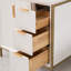 Meuble-lavabo en bois massif H 35 po x l 36 po avec comptoir en quartz et lavabo simple