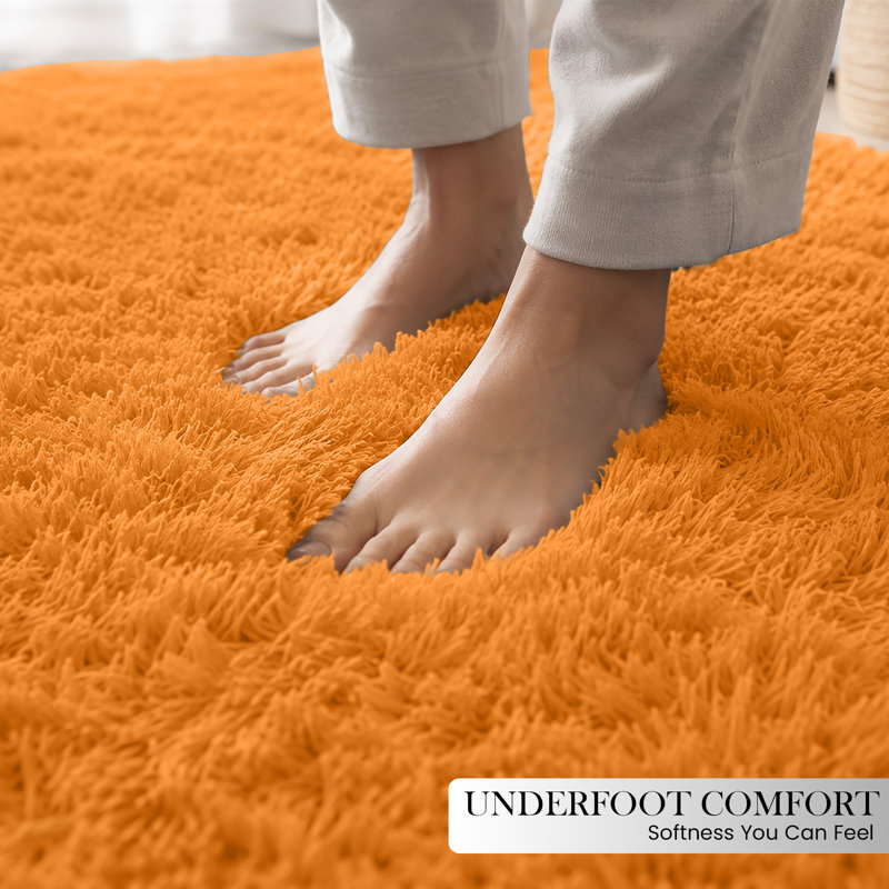 Luxury Plush Shaggy Area Rug & Runner, Soft Deep-Pile Non-Slip Living Room Carpet, Runner 60 x 110 cm, Ochre