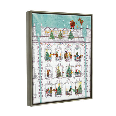 «Santa Claus cadeaux City Rooftop» par Dawn Quigg, impression