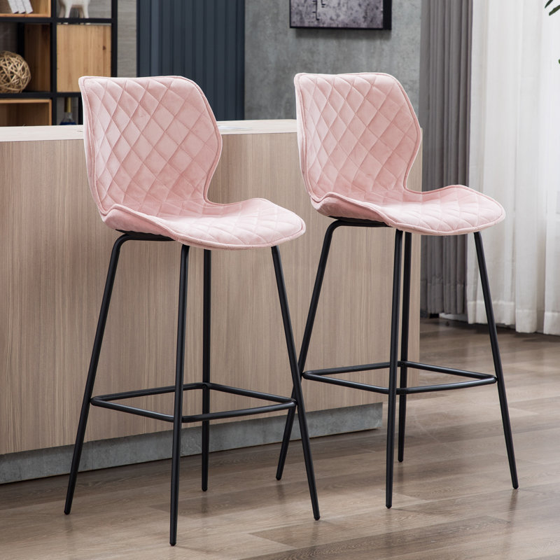 75cm Stool, Salmon Pink, Black
