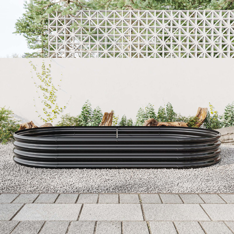 Lit de jardin surélevé en métal Stavya, Noir, H 11,42 po x l 70,86 po x P 35,43 po