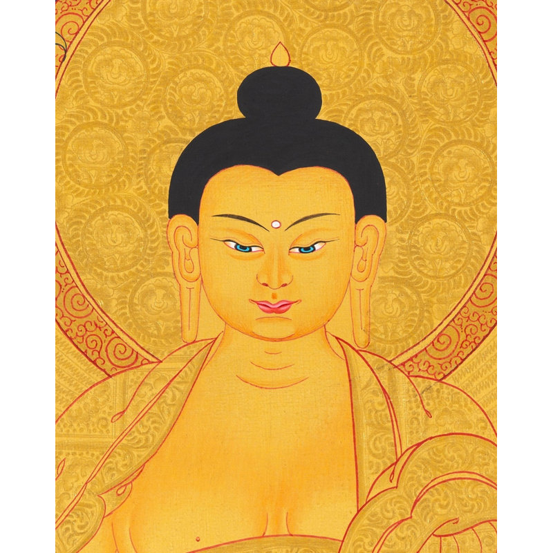 Bouddha Shakyamuni à Bhumisparsha Mudra Thangka (Brocadeless Thangka)