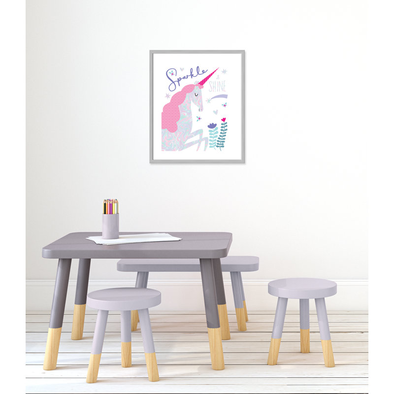 Sparkle Unicorn' Framed Art, 24.5" H x 20.5" W x 1.18" D, Silver Frame