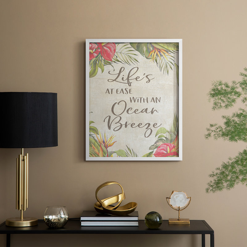 «Life's At Ease», reproduction encadrée - bois massif, H 30 po x l 24 po, Blanc
