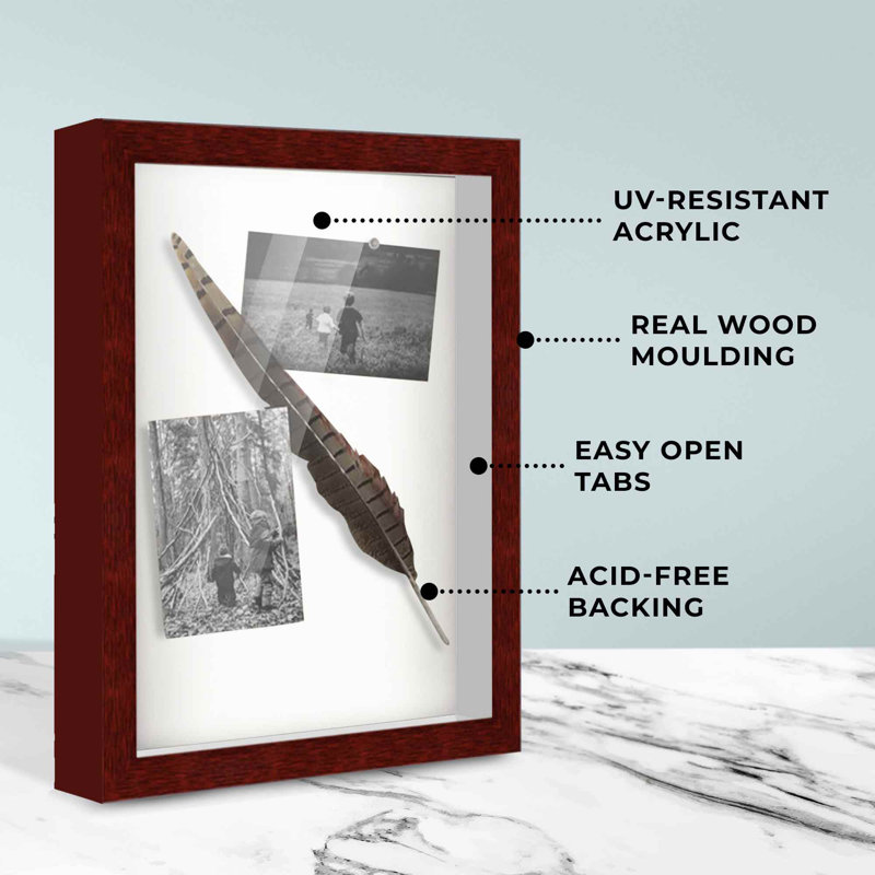 Solid Wood Shadow Box Picture Frame, 10" W x 14" H