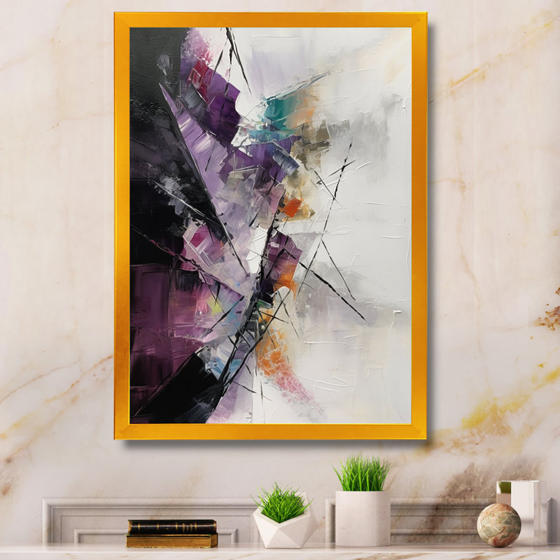 Art mural géométrique en métal, ligne mauve, décor moderne - Langage mauve des lignes I, H 20 po x l 12 po x P 1 po