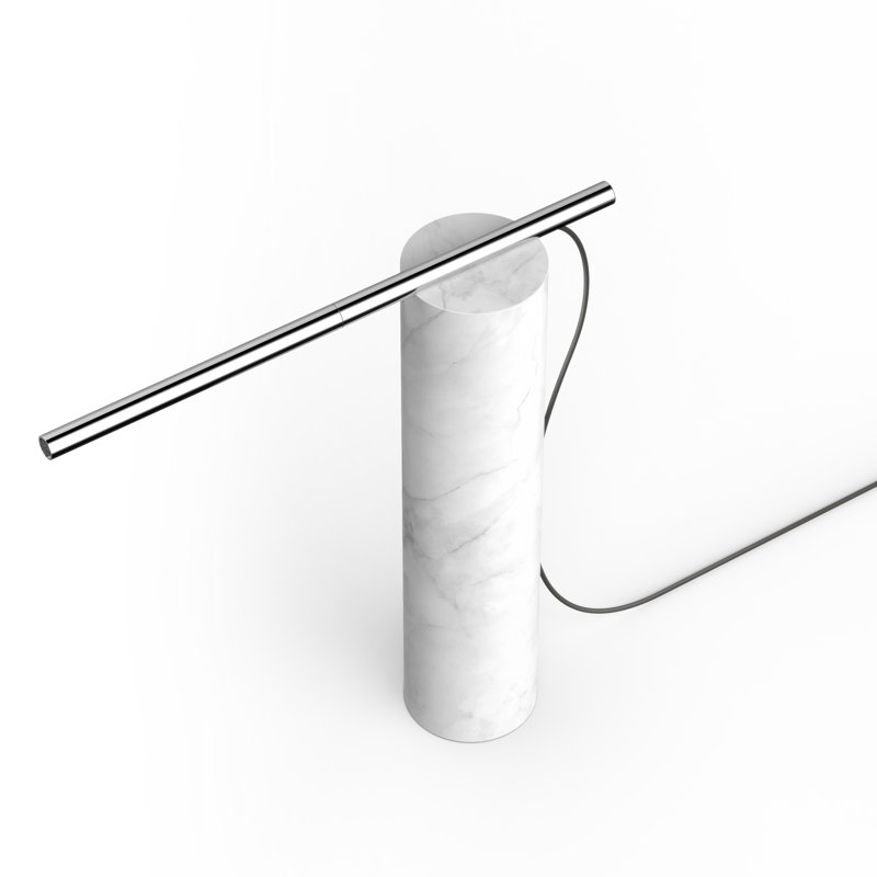 13" Table Lamp, White Carrara/Chrome
