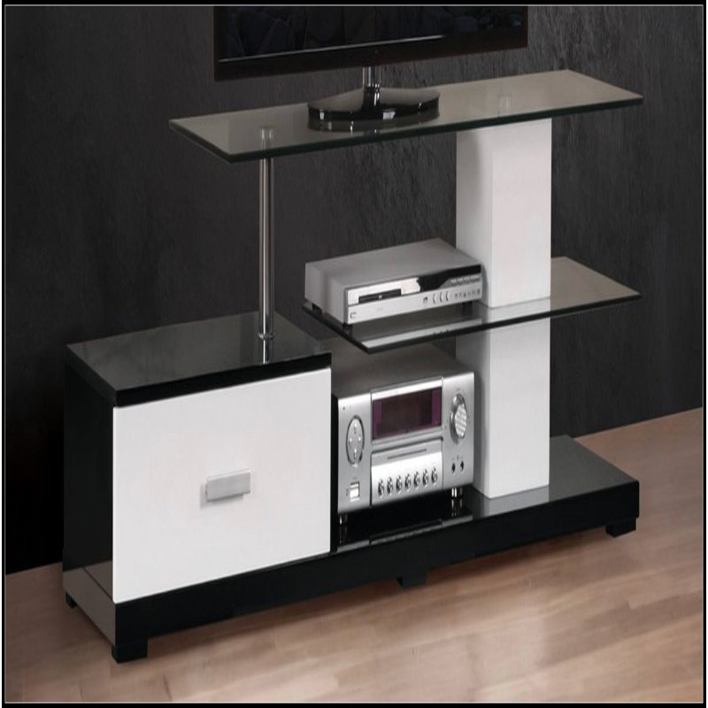 White & Black Finish TV Stand