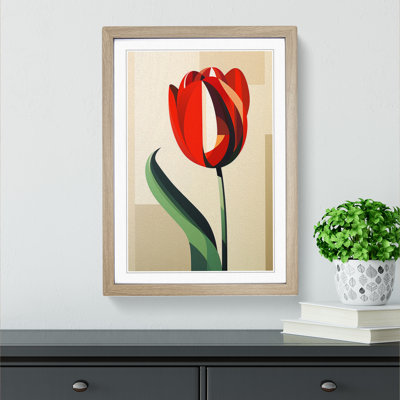 XYZ-FRM-V1223-6276 Tulip Flower Constructivism No.4 - Single Picture Frame Print on Wood