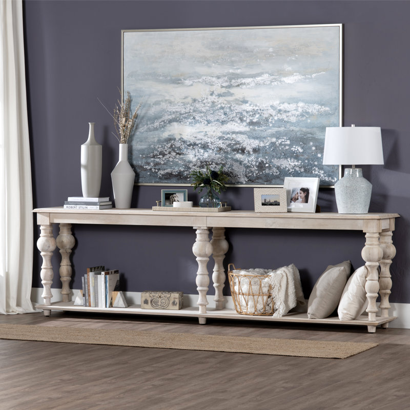 Textured Solid Bleached Wood Console_Sofa Table